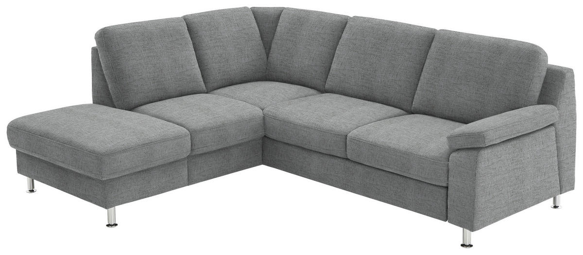 ECKSOFA in Webstoff Hellgrau  - Hellgrau/Alufarben, Konventionell, Textil/Metall (200/241cm) - Beldomo System
