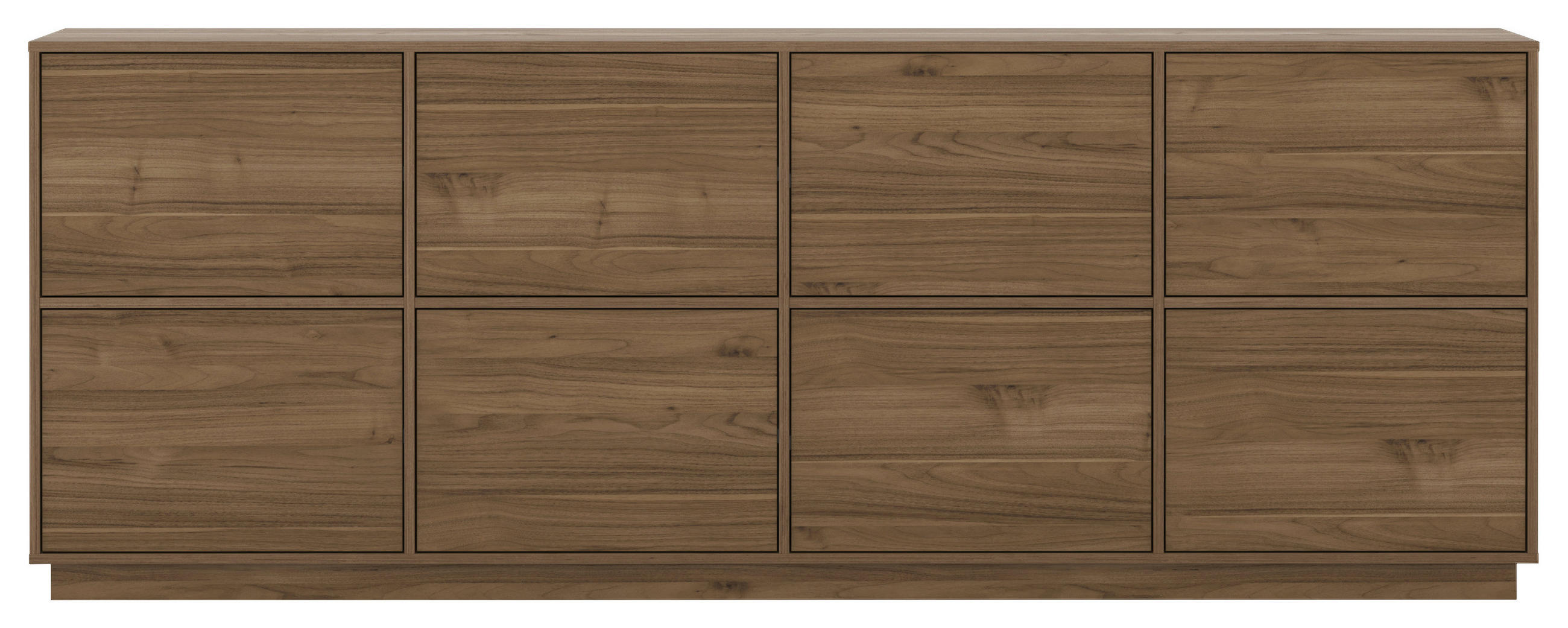 SIDEBOARD Japandi  in 220,5/82,5/41,5 cm  - Nussbaumfarben, Design, Holzwerkstoff (220,5/82,5/41,5cm) - MID.YOU