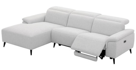 ECKSOFA  in Leinenoptik Hellgrau, Grauweiß  171/270 cm  - Schwarzchrom/Hellgrau, Design, Holz/Kunststoff (171/270cm) - Xora