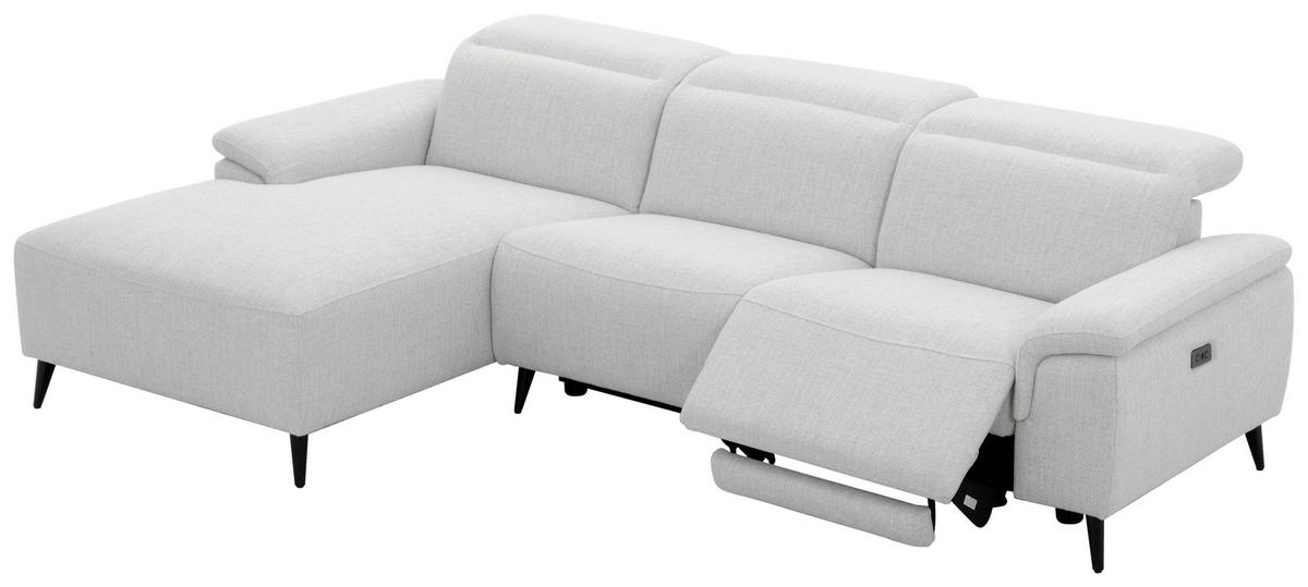 ECKSOFA inkl. Funktionen Hellgrau Leinenoptik  - Schwarzchrom/Hellgrau, Design, Holz/Kunststoff (171/270cm) - Xora