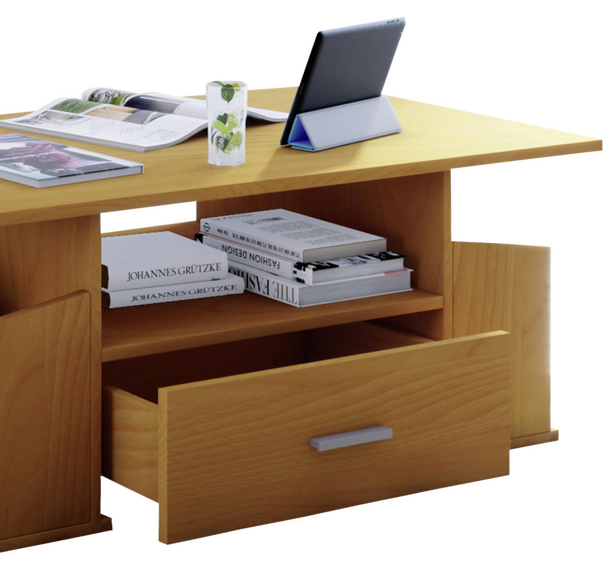 Couchtisch in Buchefarbe in Holzwerkstoff 110/52/44 cm  - Silberfarben/Buchefarben, Basics, Holzwerkstoff/Kunststoff (110/52/44cm) - MID.YOU