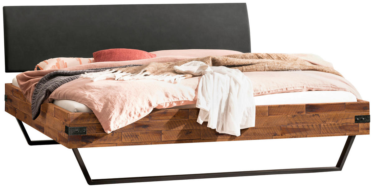 BETT 160/200 cm  in Anthrazit, Braun, Akaziefarben  - Anthrazit/Braun, Design, Holz/Metall (160/200cm) - Hasena