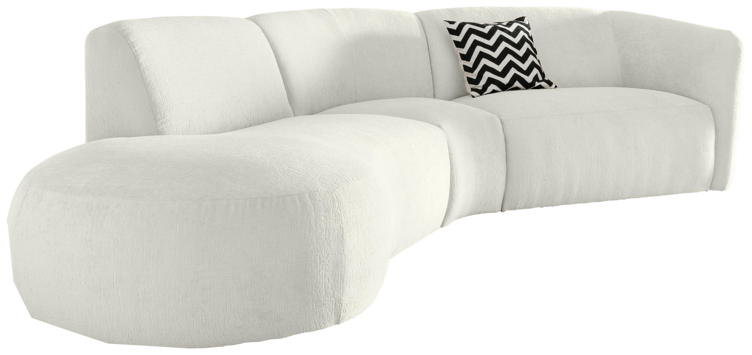 Thumbnail - Livetastic Ecksofa, Weiß, Textil, 4,5-Sitzer, Ottomane links, organische Form, L-Form, 276x182 cm, seitenverkehrt erhält...