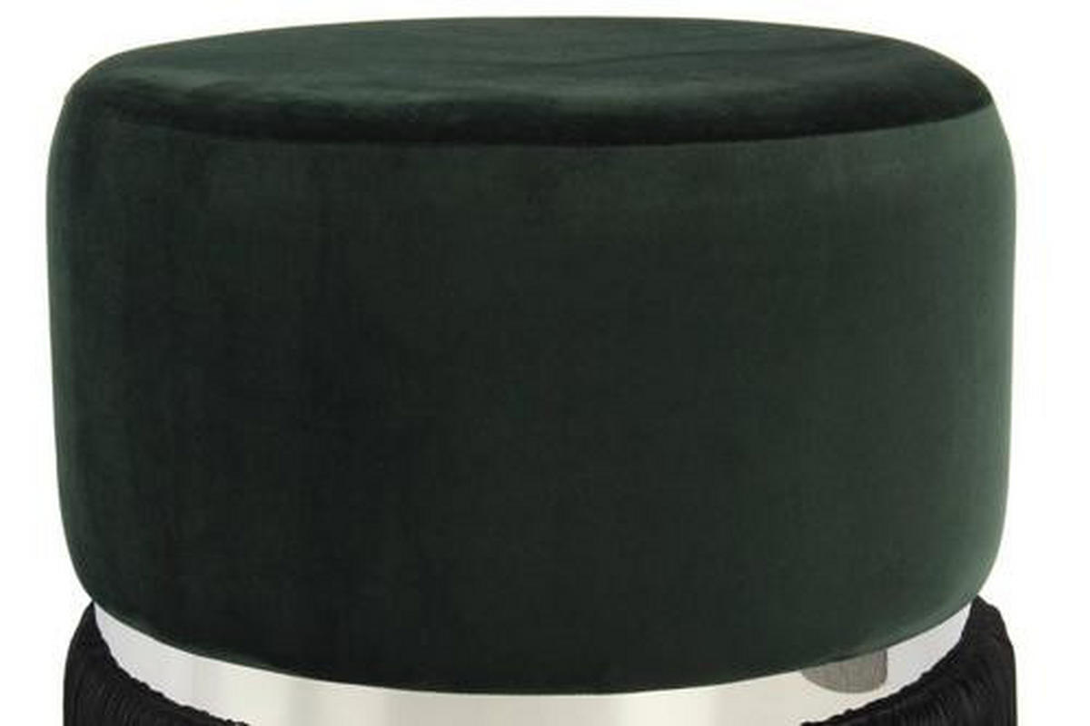 HOCKER Samt Schwarz, Silberfarben, Dunkelgrün  - Dunkelgrün/Silberfarben, Basics, Textil/Metall (41/44,5/41cm) - Kayoom