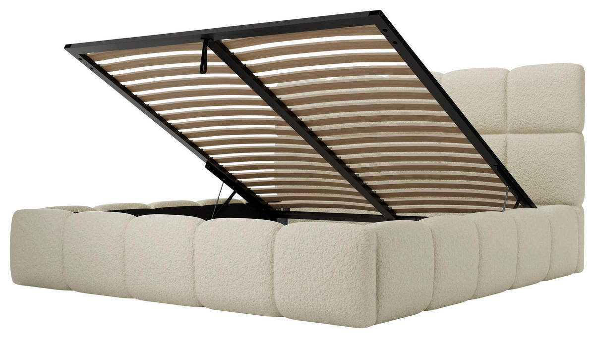 POLSTERBETT Cloudy Lattenrost, Bettkasten 180/200 cm  in Beige  - Beige/Schwarz, Design, Holz/Textil (180/200cm) - Boxxx