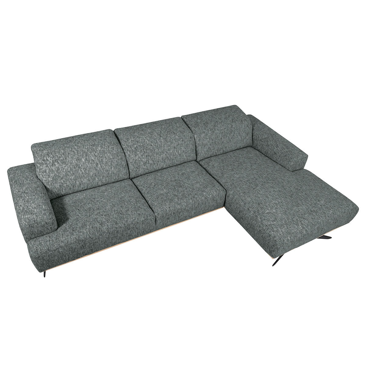 ECKSOFA PORTLAND Anthrazit Struktur Kopfteilverstellung  - Anthrazit/Schwarz, Design, Holz/Textil (295/187cm) - Livetastic