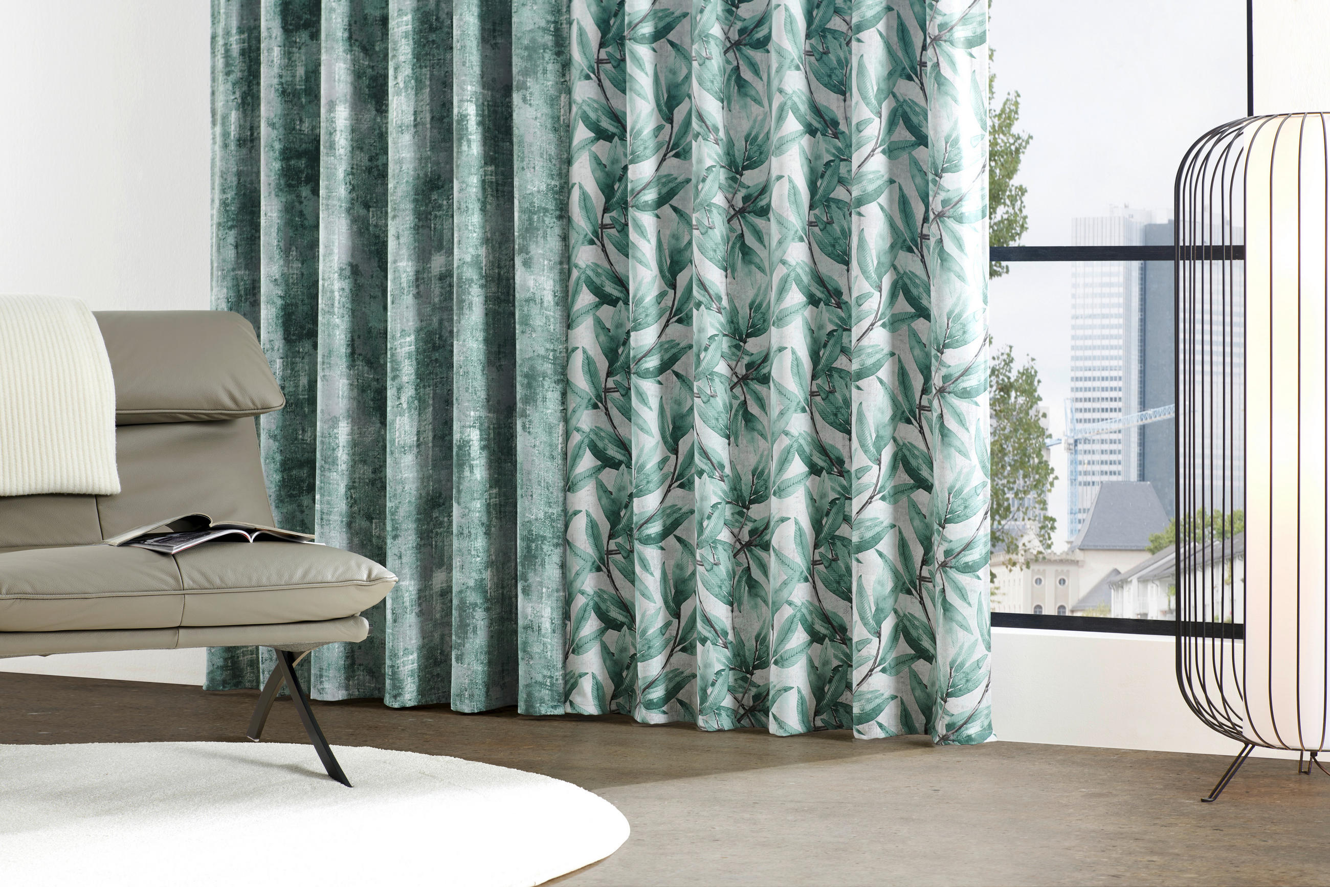 HOTOVÝ ZÁVES, black-out (neprepúšťa svetlo), 140/245 cm - jadeitovozelená, Konventionell, textil (140/245cm) - Esposa
