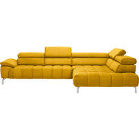 ECKSOFA in Chenille Gelb, Currygelb  - Chromfarben/Currygelb, Design, Textil/Metall (323/222cm) - Beldomo Style