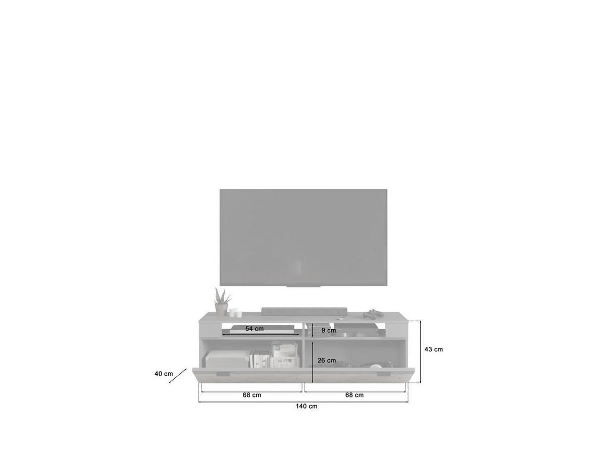 TV-ELEMENT - Schwarz, KONVENTIONELL, Holzwerkstoff/Kunststoff (140/42/40cm) - MID.YOU
