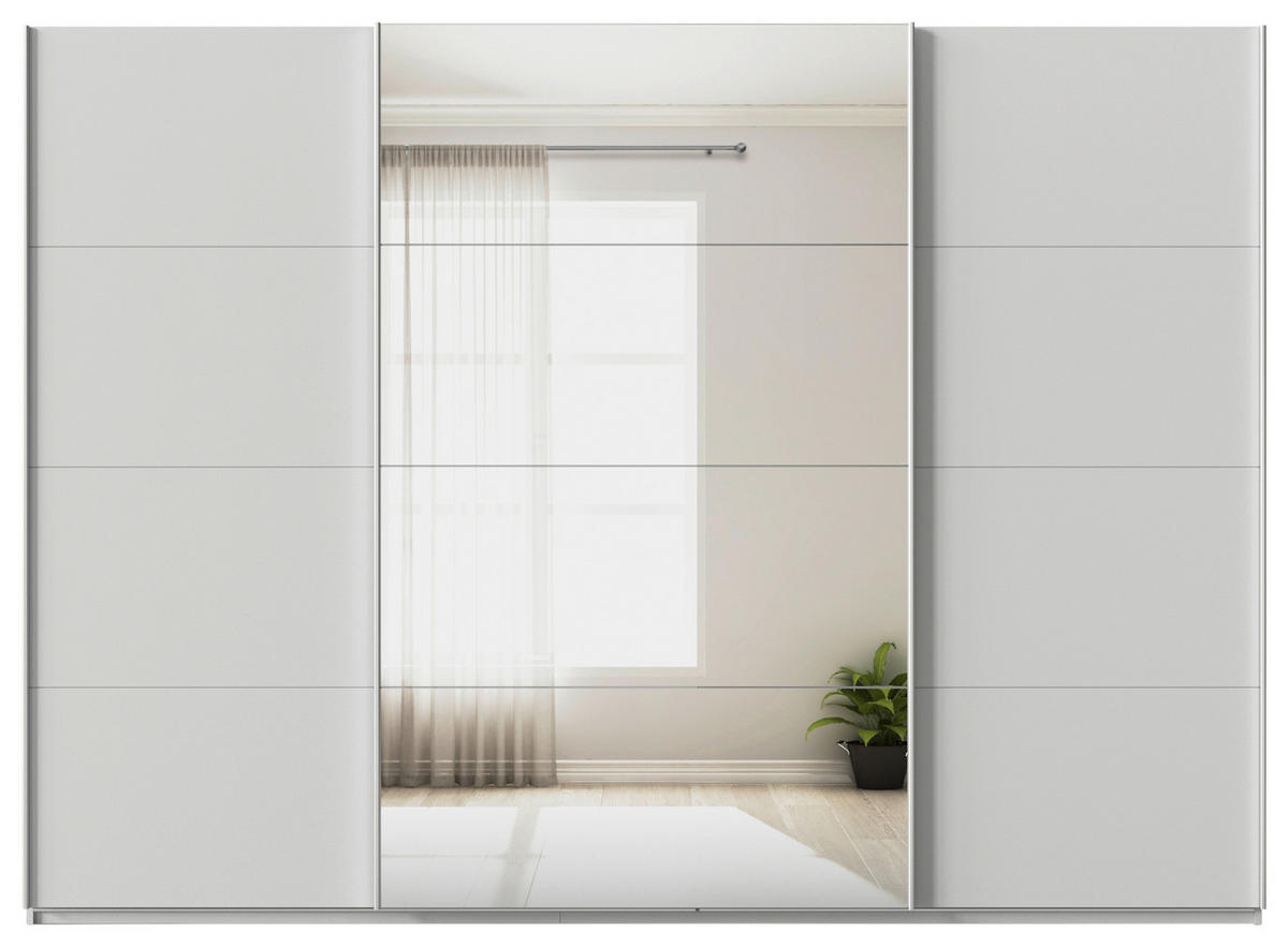 SCHWEBETÜRENSCHRANK  in Seidengrau  - Seidengrau/Alufarben, KONVENTIONELL, Glas/Holzwerkstoff (315/229/62cm) - Xora