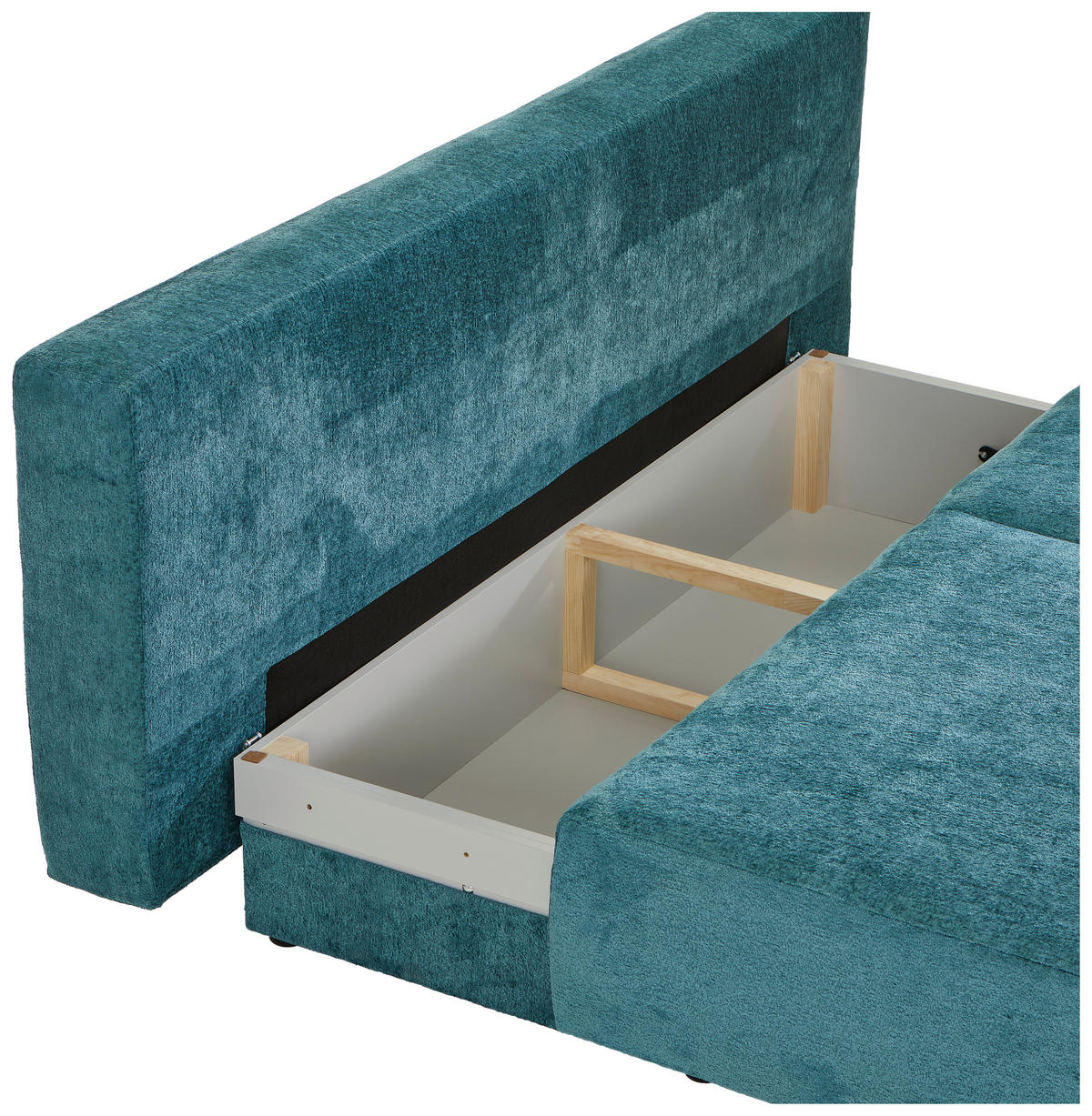 SCHLAFSOFA  mit Liegefunktion, Rücken echt Webstoff Petrol  - Petrol/Schwarz, MODERN, Textil/Metall (200/90/100cm) - Ti'me