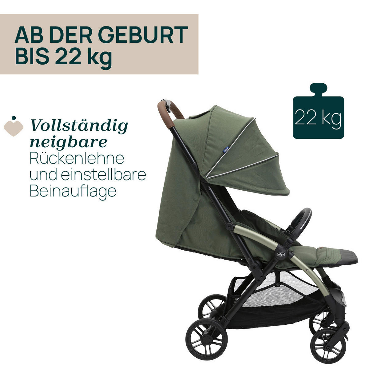 BUGGY GOODY XPLUS  - Grün, Basics, Textil/Metall (47/86/106cm) - Chicco