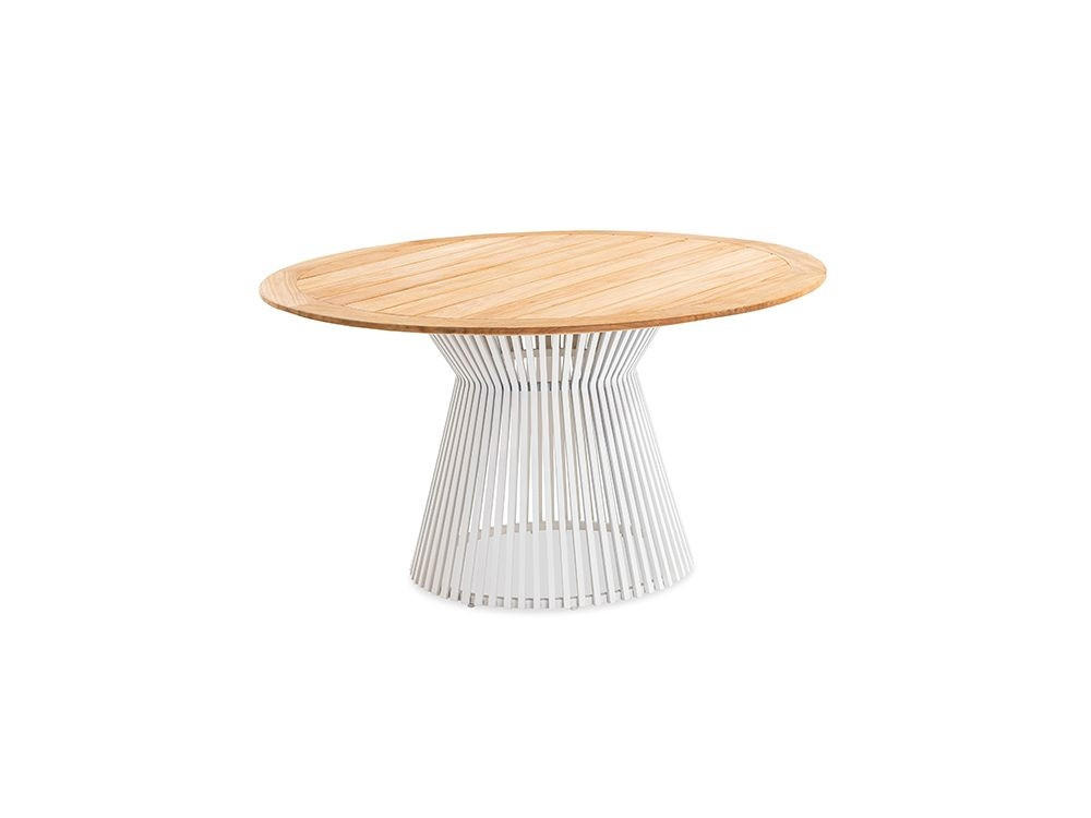 GARTENTISCH 140/140/76 cm  - Weiß/Teakfarben, Design, Holz/Metall (140/140/76cm)