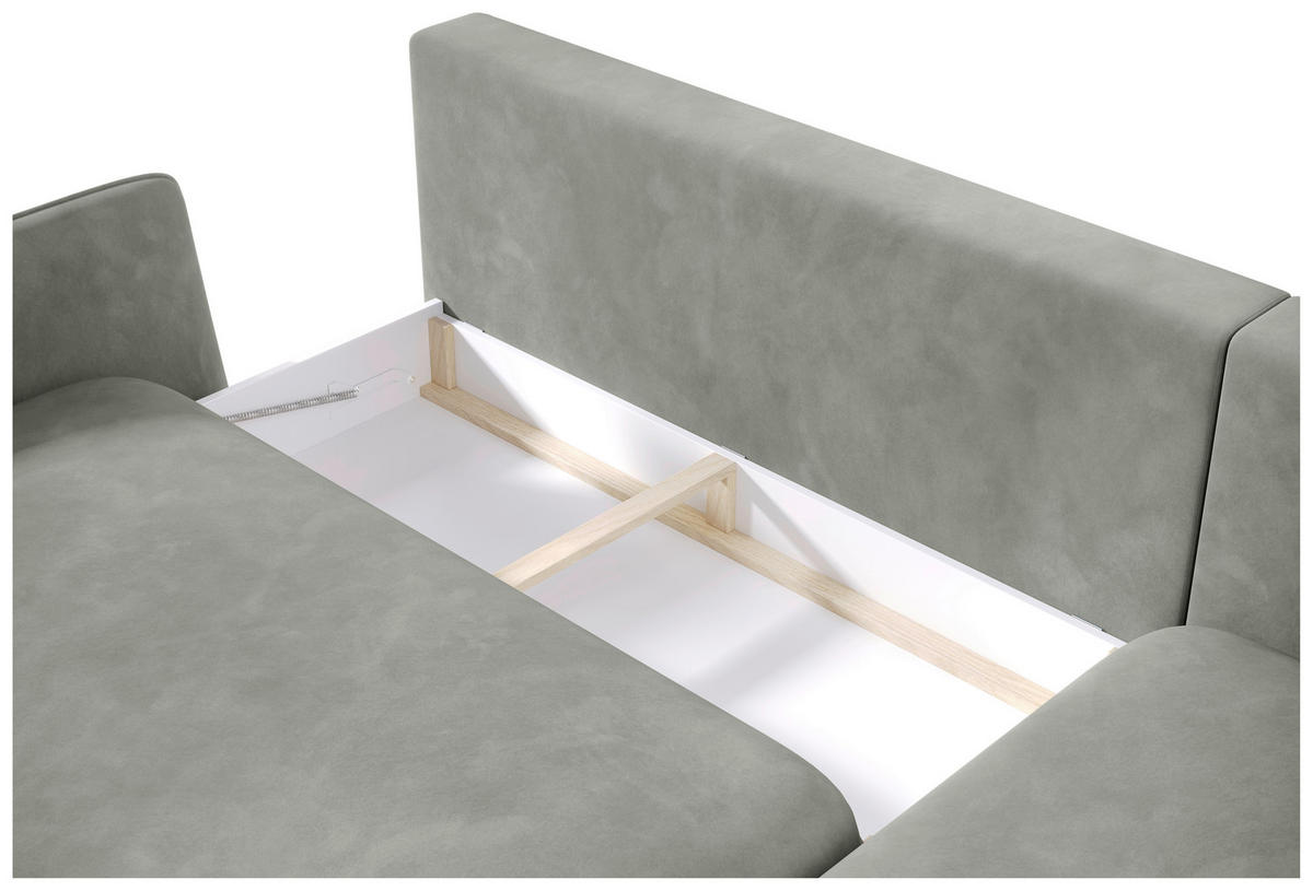 ECKSOFA in Velours Olivgrün  - Schwarz/Olivgrün, Design, Holz/Textil (167/260cm) - Welnova
