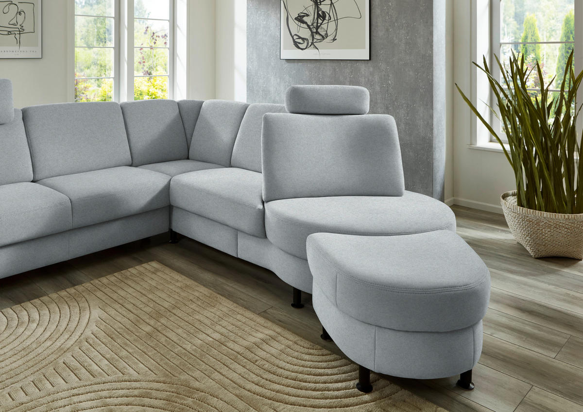 ECKSOFA  in Flachgewebe Grau  248/252 cm  - Schwarz/Grau, KONVENTIONELL, Textil/Metall (248/252cm) - Beldomo Comfort