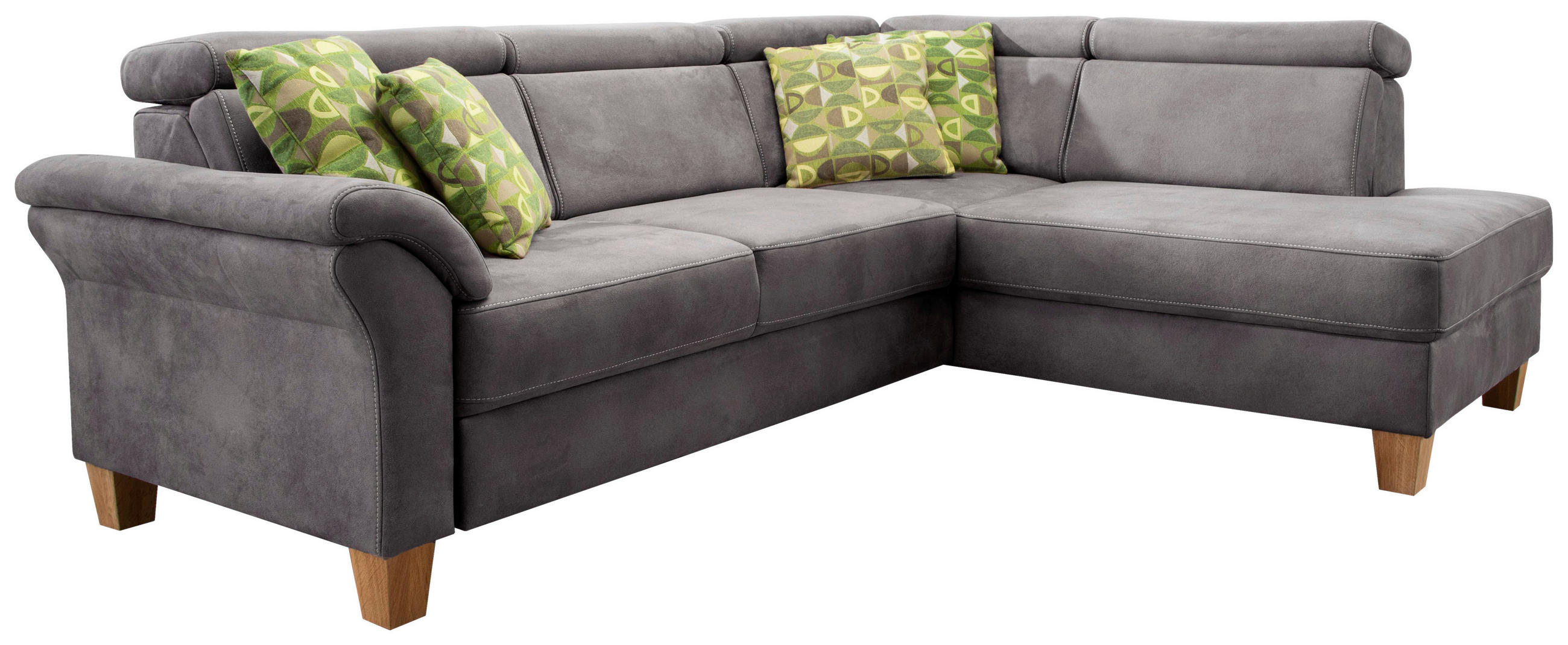 ECKSOFA Anthrazit Mikrofaser  - Eichefarben/Anthrazit, KONVENTIONELL, Holz/Textil (245/194cm) - Sit & More