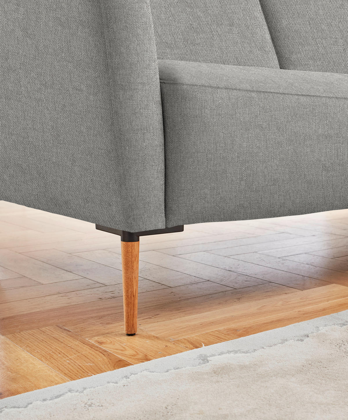 ECKSOFA  in Flachgewebe Hellgrau  238/186 cm  - Eichefarben/Hellgrau, Design, Holz/Textil (238/186cm) - Valnatura