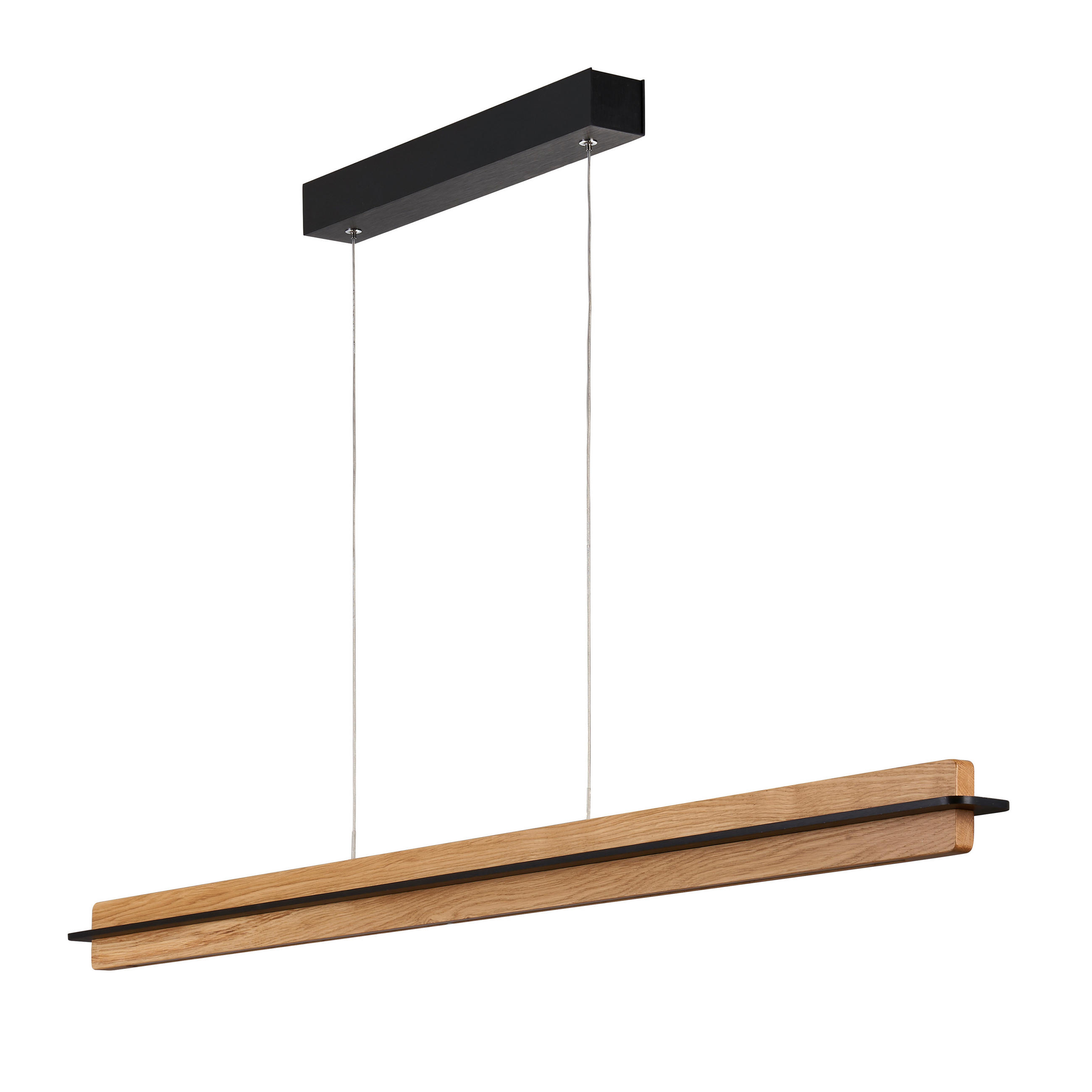 LED-HÄNGELEUCHTE Pendelleuchte Kreuzoptik Eiche massiv/Schwarz matt 148/6/6,5 cm   - Wildeiche, Natur, Holz (148/6/6,5cm) - Ambiente