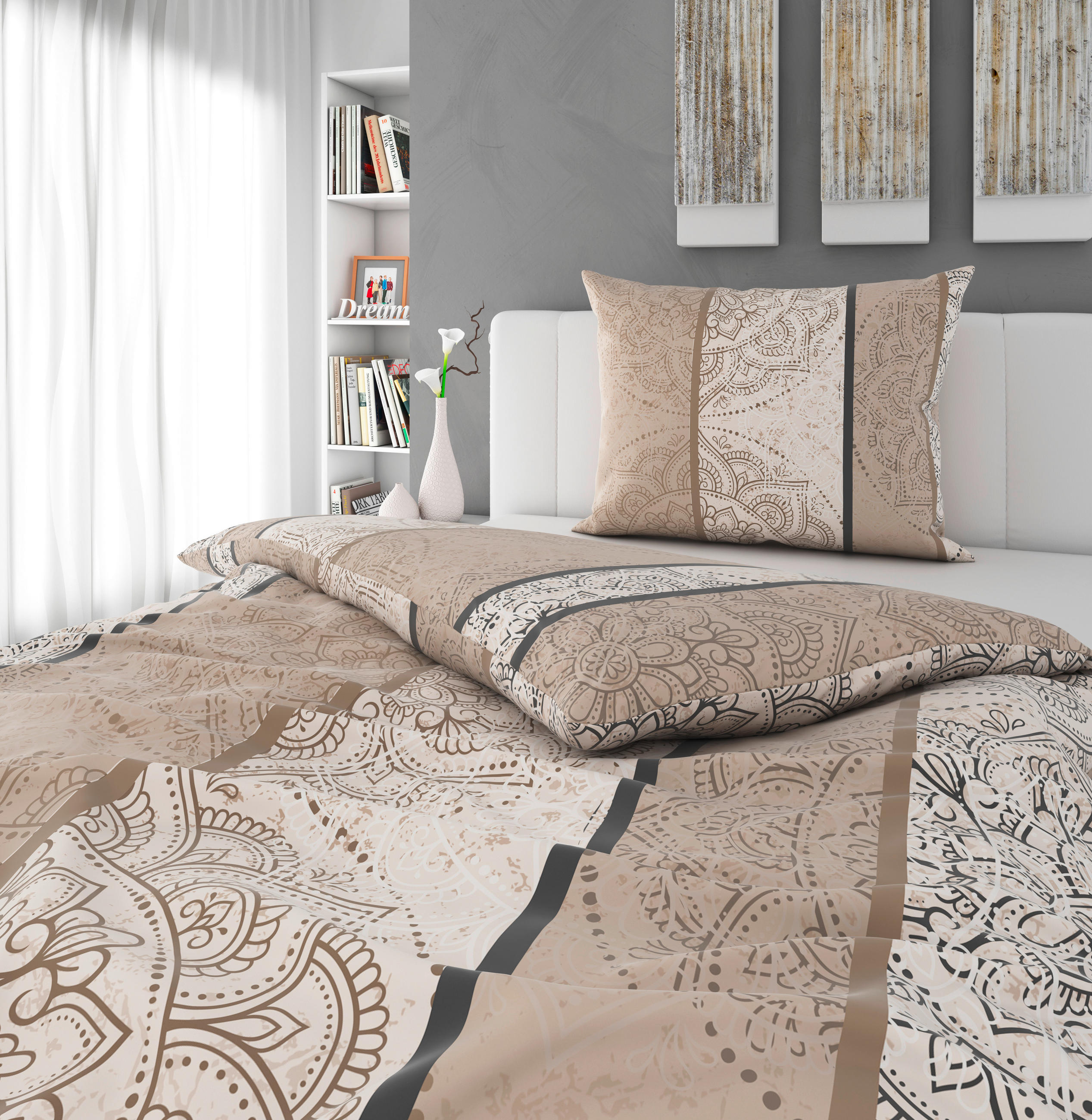POSTELJINA 140/200 cm  DESERTIA  - krem, Konvencionalno, tekstil (140/200cm) - Esposa