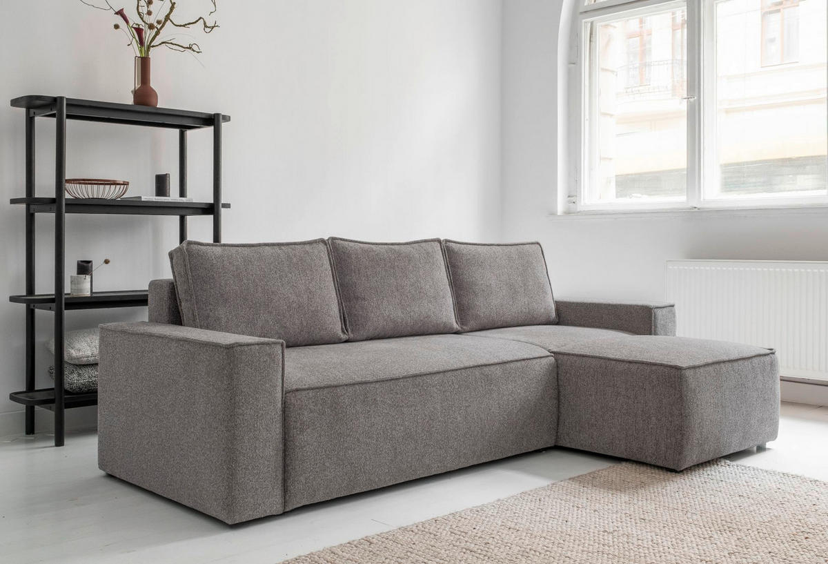 KUTNA GARNITURA tekstil  siva   - bijela/siva, Design, tekstil/plastika (250/156cm) - MID.YOU
