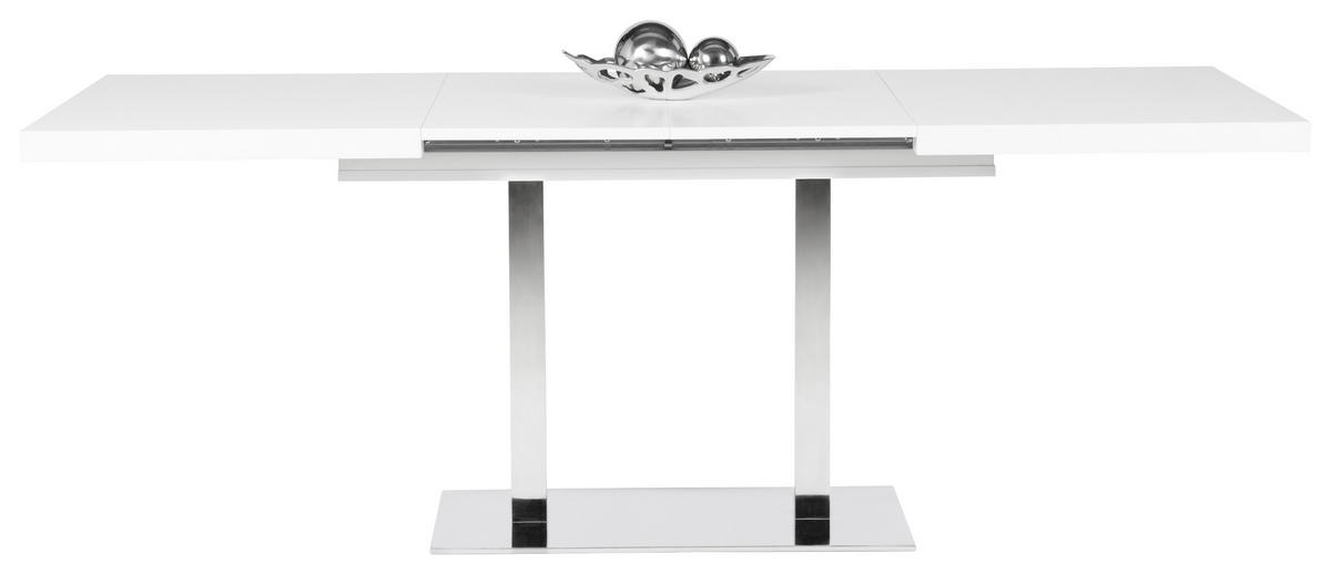 ESSTISCH Weiß, Edelstahlfarben rechteckig  ausziehbar  - Edelstahlfarben/Weiß, KONVENTIONELL, Holzwerkstoff/Metall (120/80/74cm) - MID.YOU