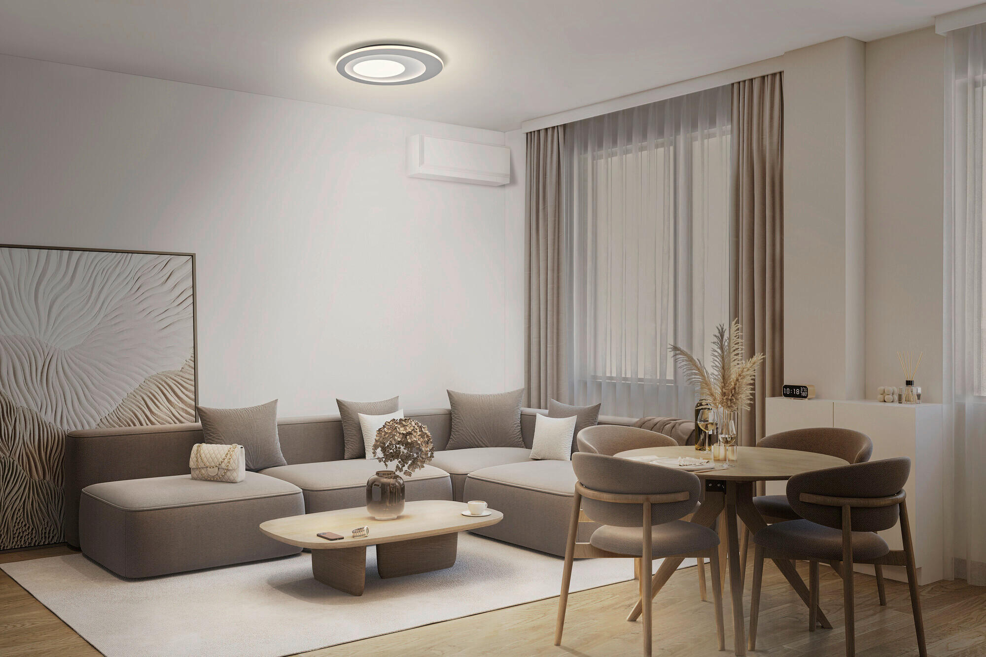 LED-DECKENLEUCHTE Orbis Spiral 40/5 cm   - Grau, Design, Kunststoff/Metall (40/5cm) - Osram