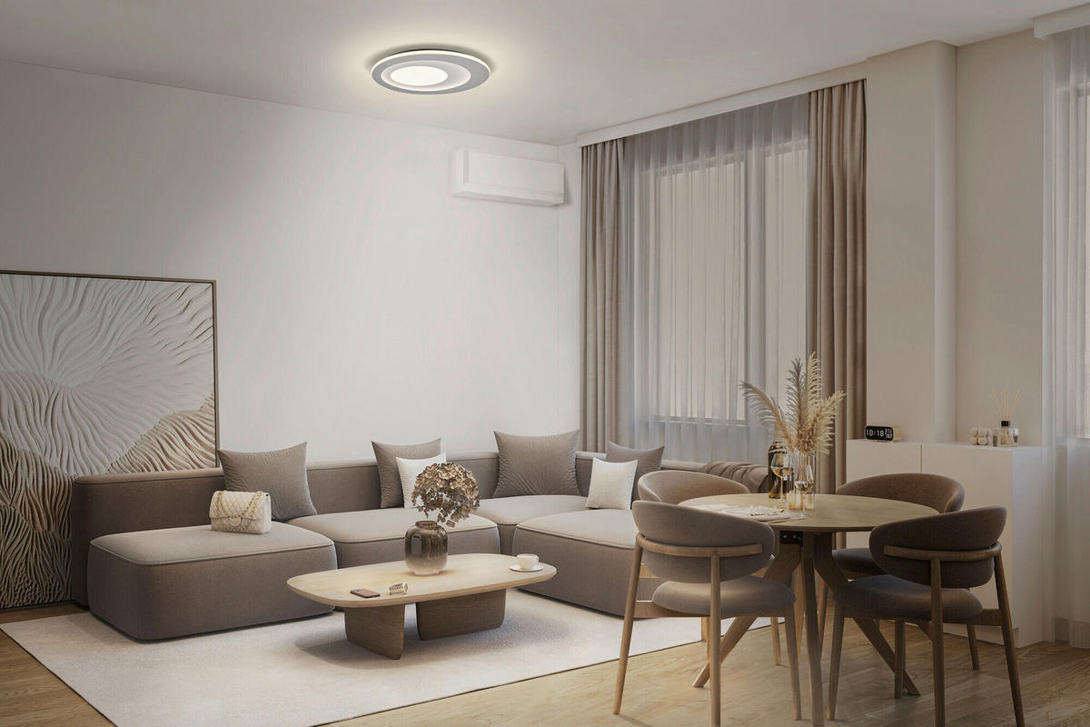 LED-DECKENLEUCHTE Orbis Spiral 50,5/6 cm   - Grau, Design, Kunststoff/Metall (50,5/6cm) - Osram