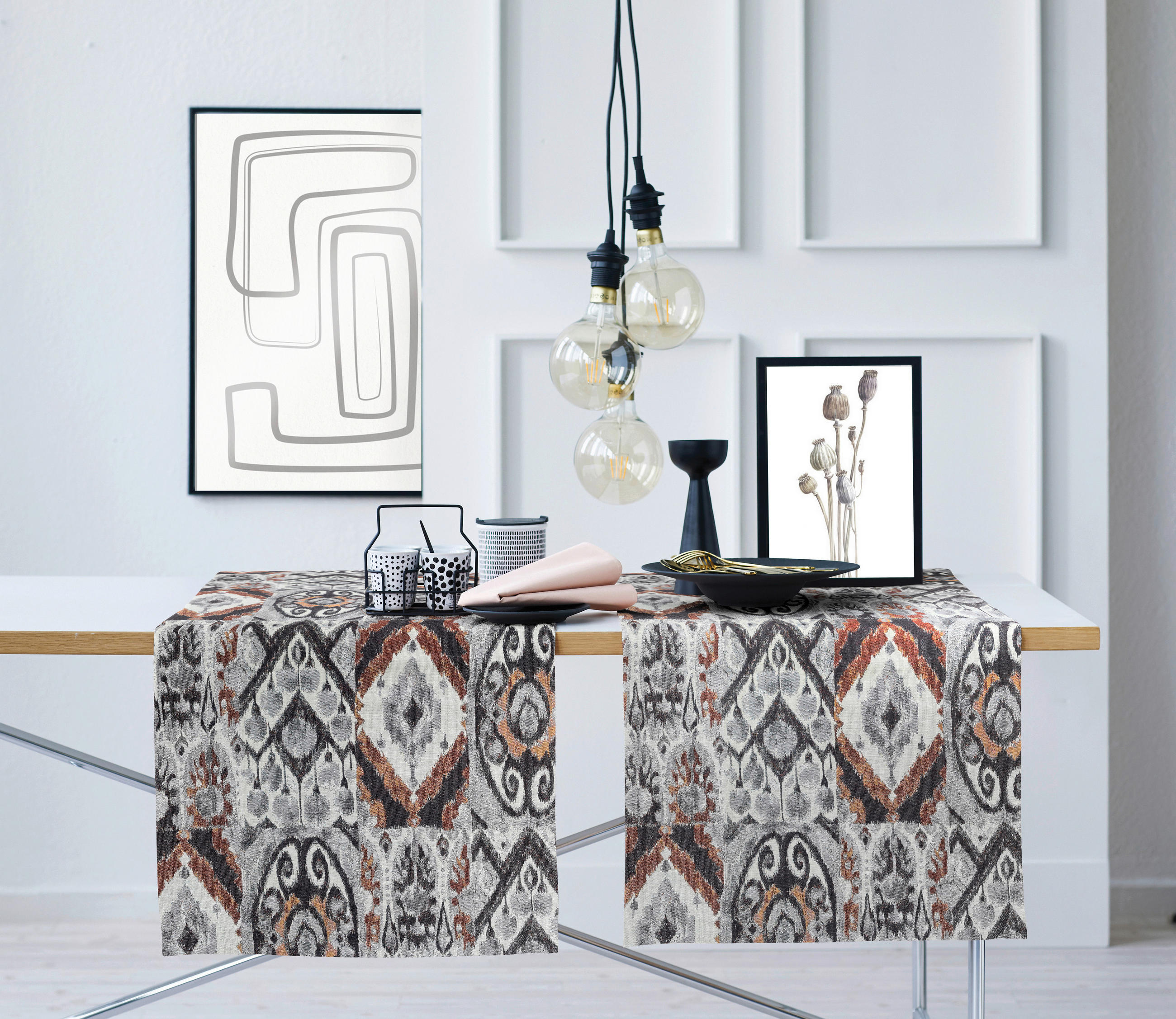 TISCHLÄUFER 48/140 cm  - Anthrazit/Braun, Design, Textil (48/140cm) - Apelt