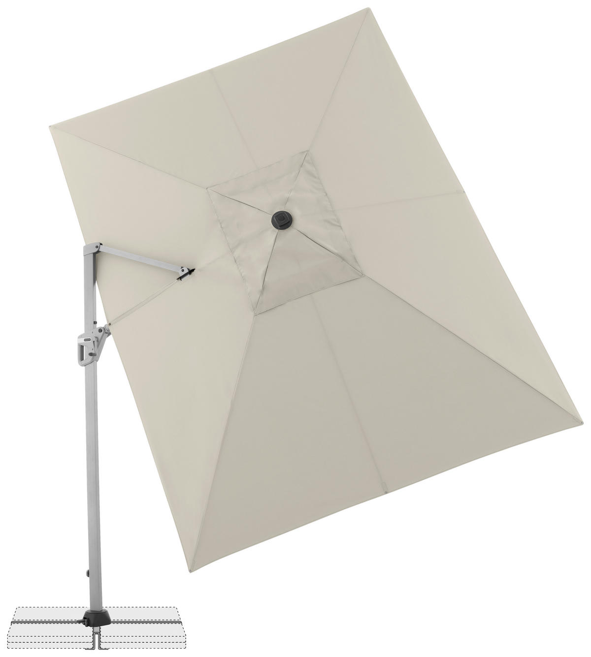 AMPELSCHIRM 350x260 cm Naturfarben  - Silberfarben/Naturfarben, Basics, Textil/Metall (350/260cm) - Doppler