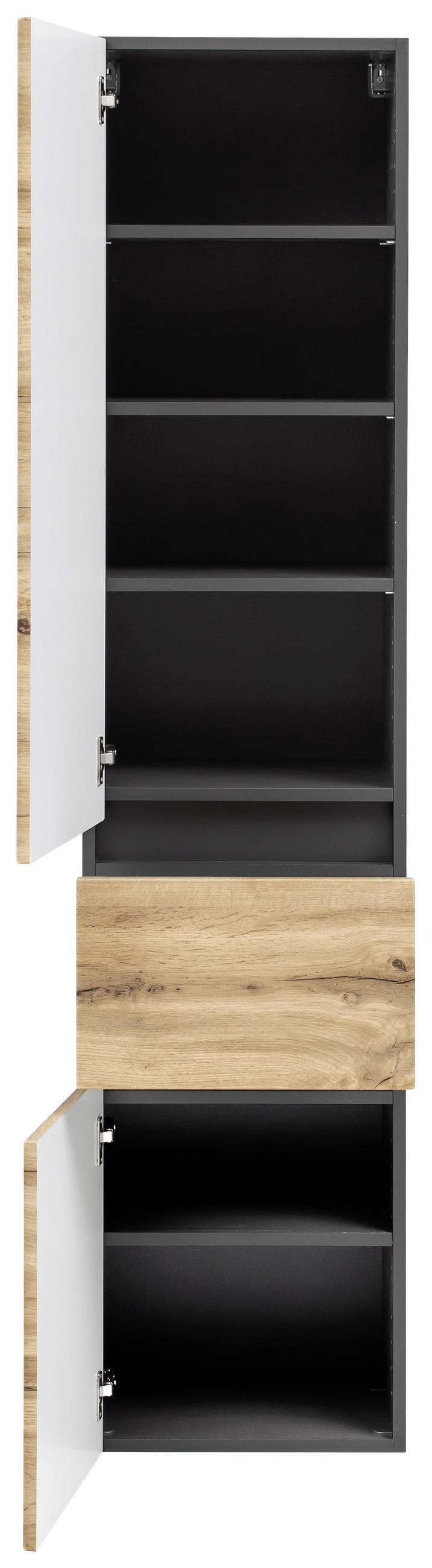HOCHSCHRANK 40/180/35 cm  - Eichefarben/Silberfarben, KONVENTIONELL, Holzwerkstoff/Kunststoff (40/180/35cm) - Held