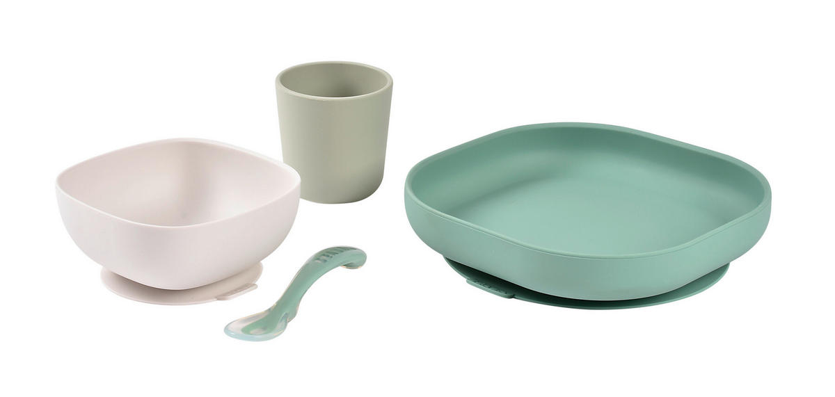 ESSSET  - Salbeigrün/Weiß, Basics, Kunststoff (18/18/4cm) - Beaba