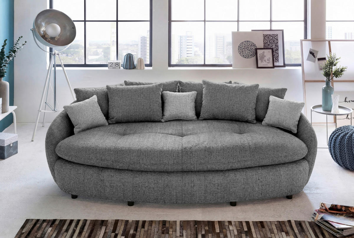 MEGASOFA Chenille Anthrazit  - Anthrazit/Schwarz, Trend, Kunststoff/Textil (238/80/140cm) - MID.YOU