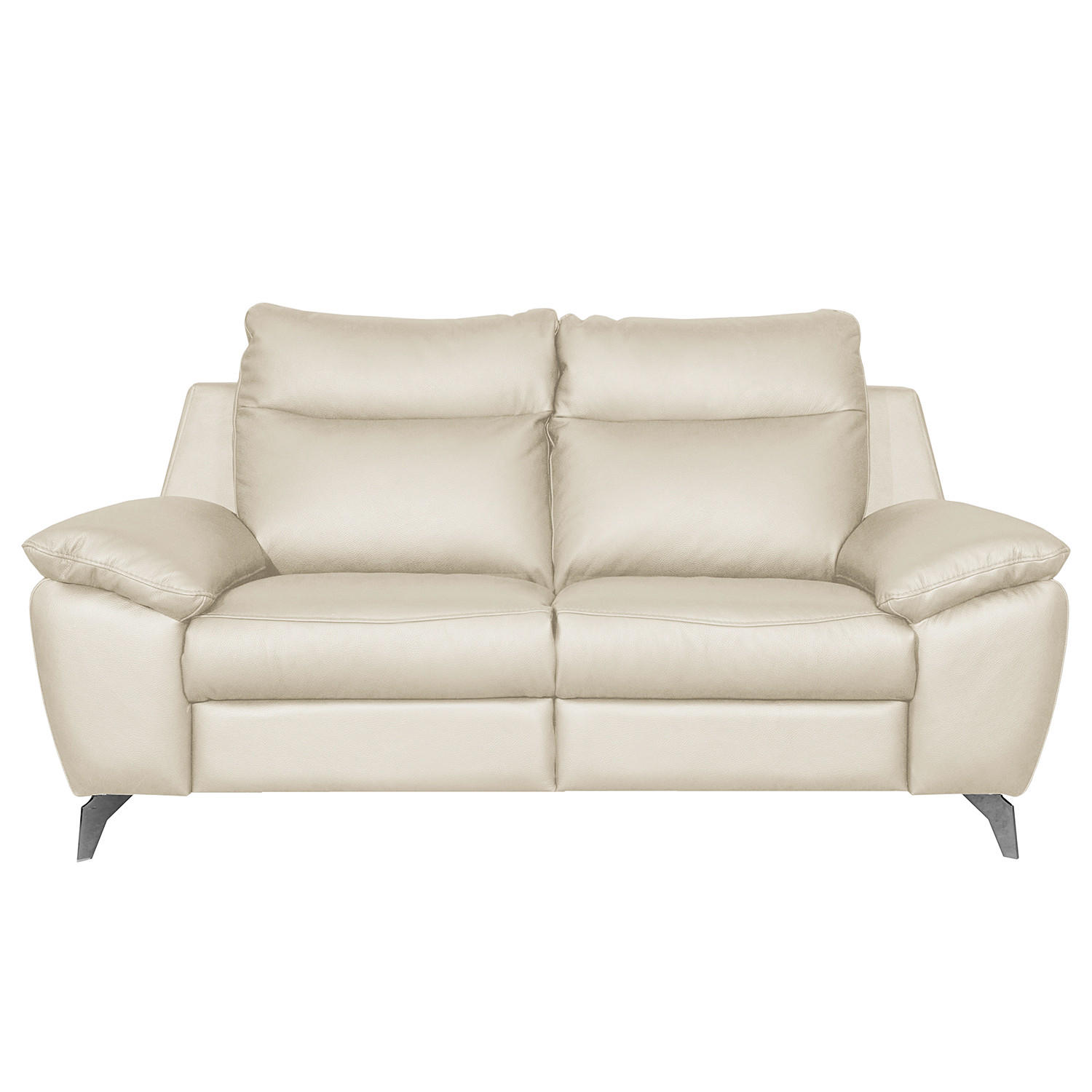 2-SITZER-SOFA 178/95/96 cm PERLE in Echtleder Creme   - Chromfarben/Creme, Design, Leder/Metall (178/95/96cm) - Livetastic