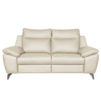 2-SITZER-SOFA 178/95/96 cm PERLE in Echtleder Creme   - Chromfarben/Creme, Design, Leder/Metall (178/95/96cm) - Livetastic