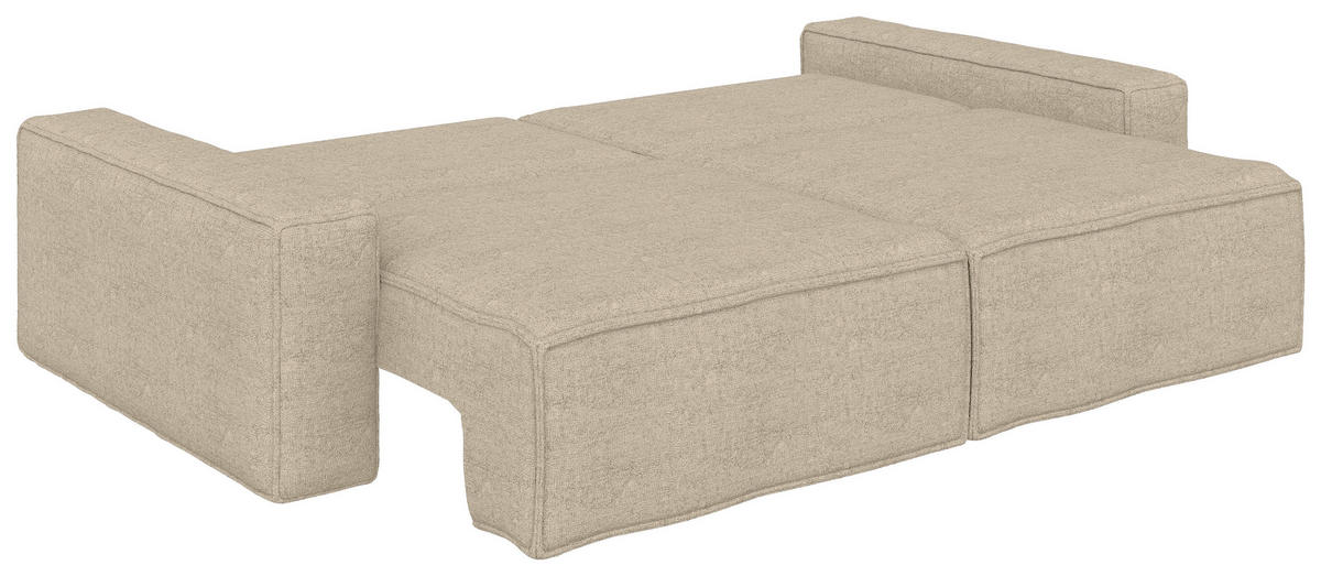 SCHLAFSOFA Bouclé Creme  - Creme/Schwarz, Design, Kunststoff/Textil (250/83/115cm) - Ambia Home