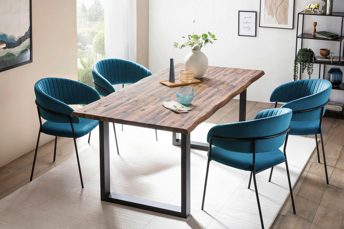 ESSTISCH in Holz 180/90/75 cm   - Schwarz/Naturfarben, MODERN, Holz/Metall (180/90/75cm) - Livetastic