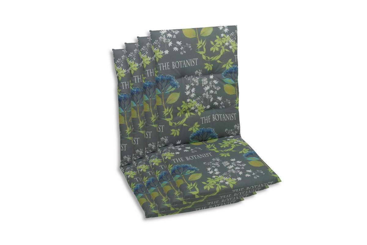 SESSELAUFLAGENSET Blume  - Blau/Grau, Basics, Textil (48/5/108cm)