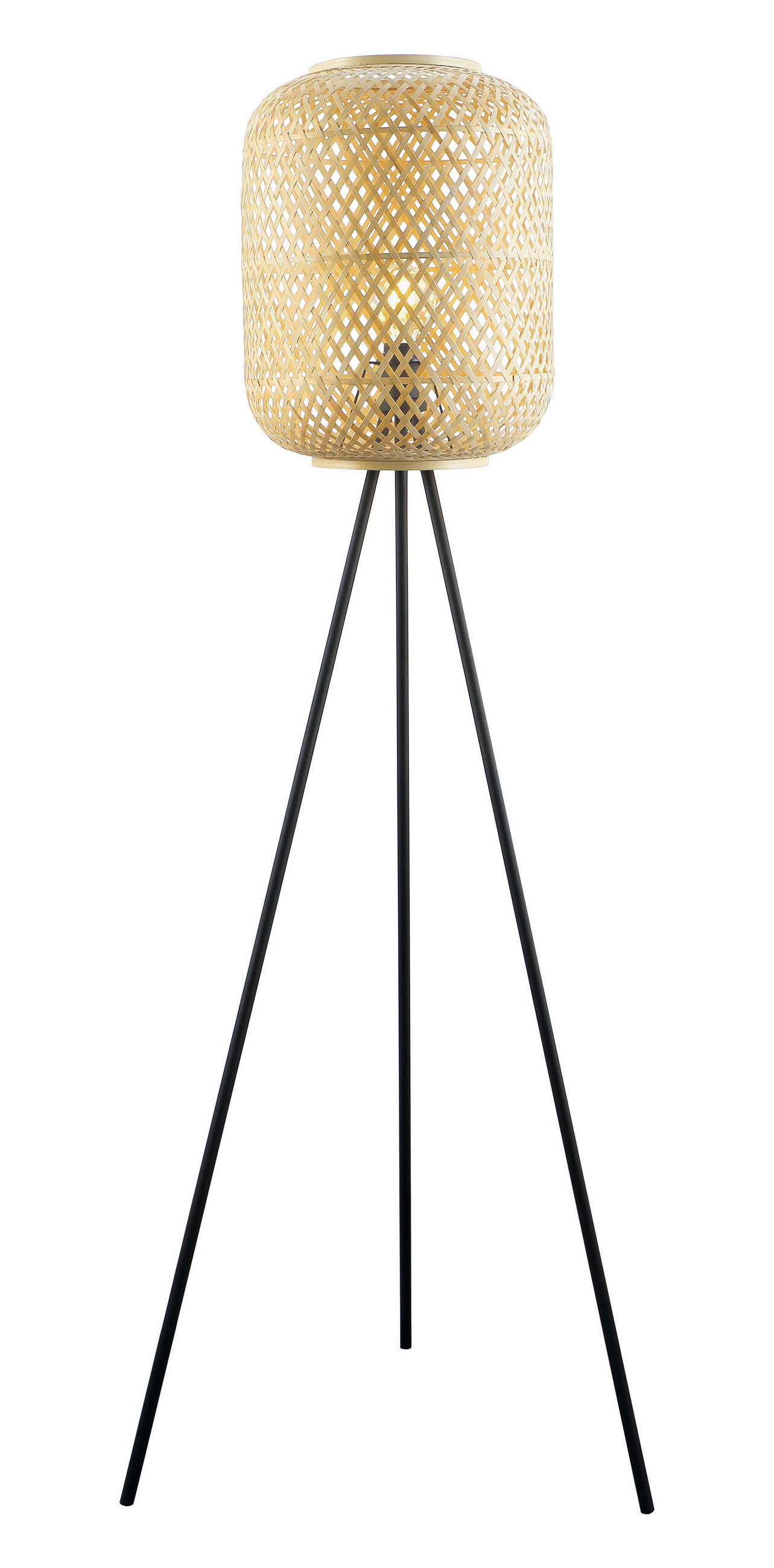 STEHLEUCHTE 62/165 cm    - Schwarz/Naturfarben, Trend, Naturmaterialien/Metall (62/165cm) - Novel