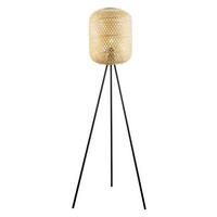 STOJACÍ LAMPA, 62/165 cm  - černá/přírodní barvy, Trend, kov/přírodní materiály (62/165cm) - Novel