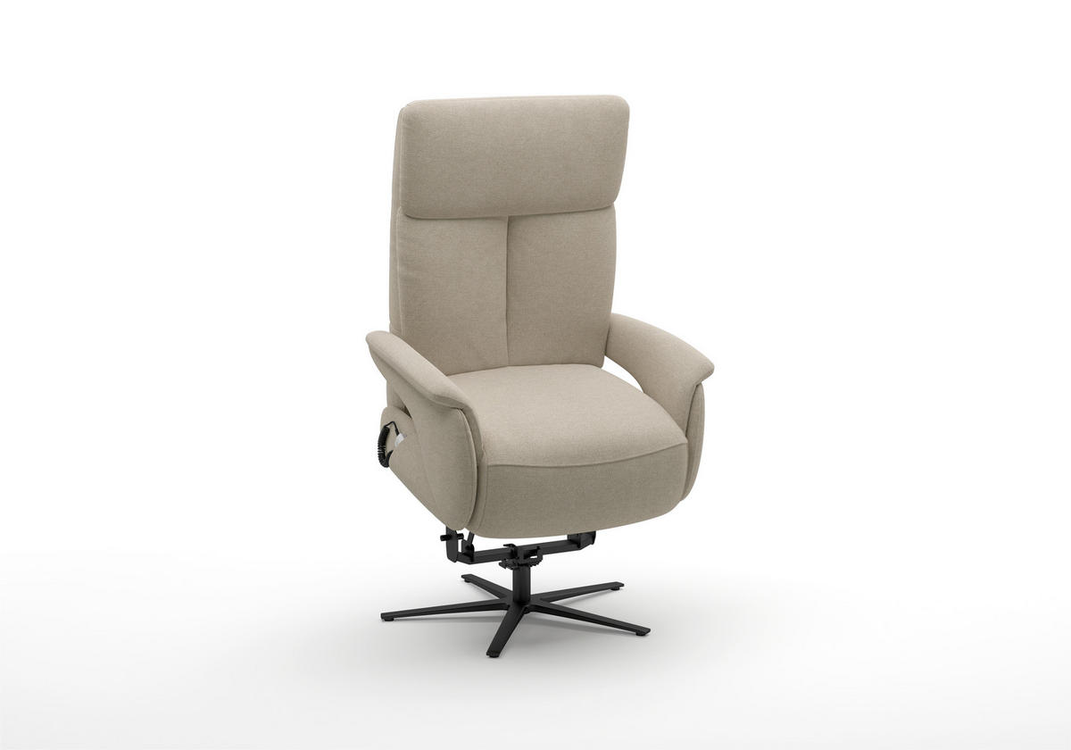 RELAXSESSEL TV TRIPLE SEVEN XTRA LARGE XL Mikrofaser Kopfteilverstellung, Aufstehhilfe, Fußteilverstellung, Rücken echt    - Beige/Schwarz, Basics, Textil/Metall (86/120/86cm) - Sit & More