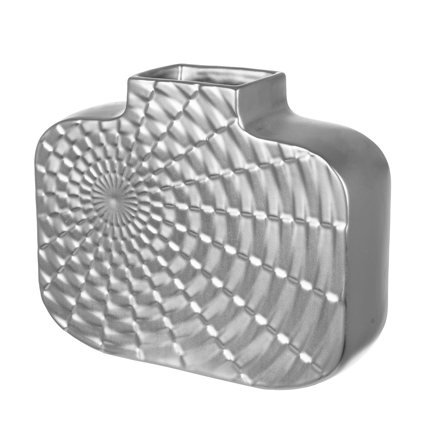 VASE  - Silberfarben, Basics, Keramik (26/21cm)