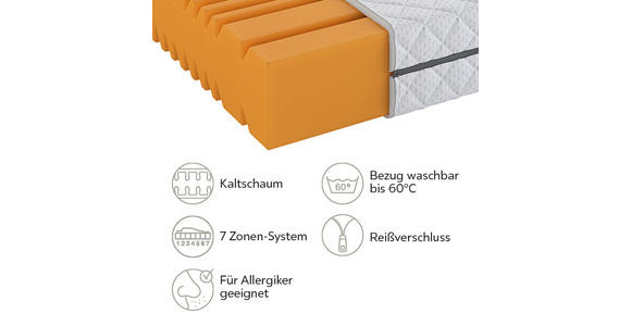 KALTSCHAUMMATRATZE 120/200 cm Höhe ca. 21 cm - Weiß, MODERN, Textil (120/200cm) - Sleeptex