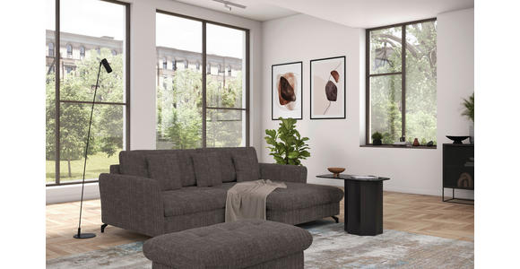 ECKSOFA in Flachgewebe, Leinenoptik Braun  - Schwarz/Braun, Design, Textil/Metall (242/170cm) - Xora