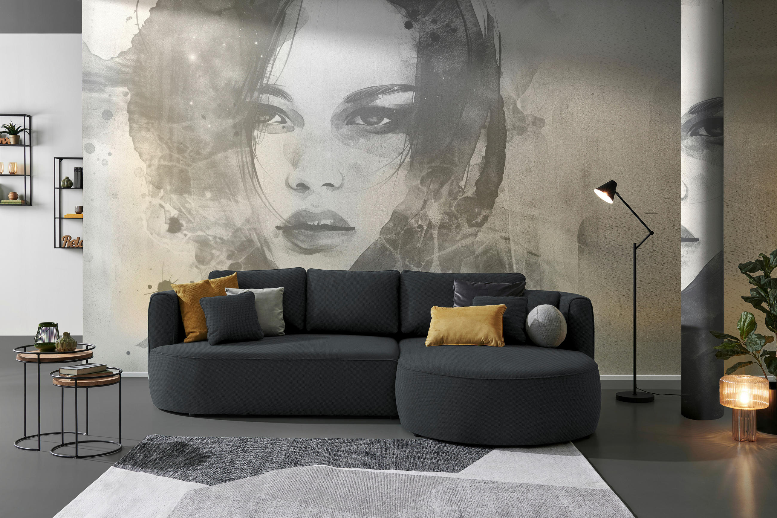 ECKSOFA in Webstoff Anthrazit  - Anthrazit/Schwarz, Modern, Kunststoff/Textil (284/183cm) - Welnova