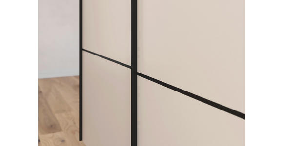 SCHWEBETÜRENSCHRANK 271/223/68 cm 3-türig Champagner - Champagner/Schwarz, KONVENTIONELL, Glas/Holzwerkstoff (271/223/68cm) - Novel