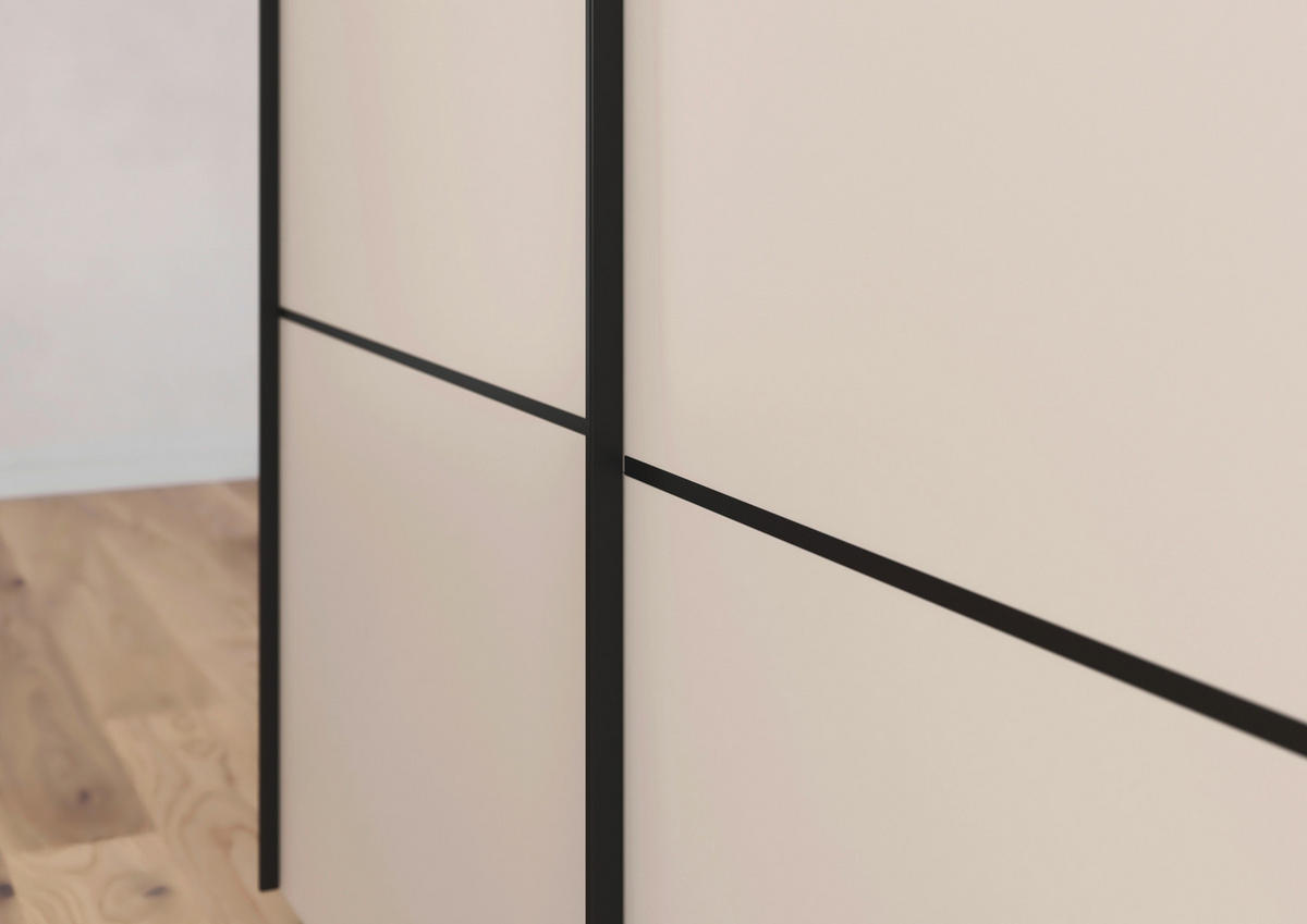SCHWEBETÜRENSCHRANK in Champagner  - Champagner/Schwarz, Konventionell, Glas/Holzwerkstoff (271/223/68cm) - Novel