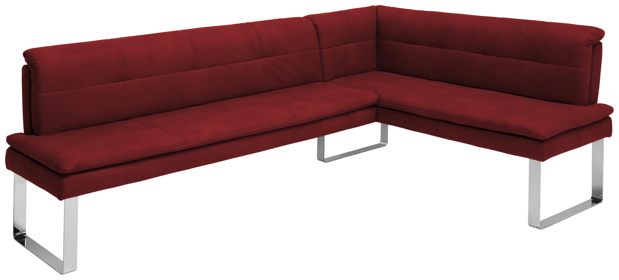 ECKBANK 213/154 cm  in Chromfarben, Bordeaux  - Chromfarben/Bordeaux, Design, Textil/Metall (213/154cm) - Novel