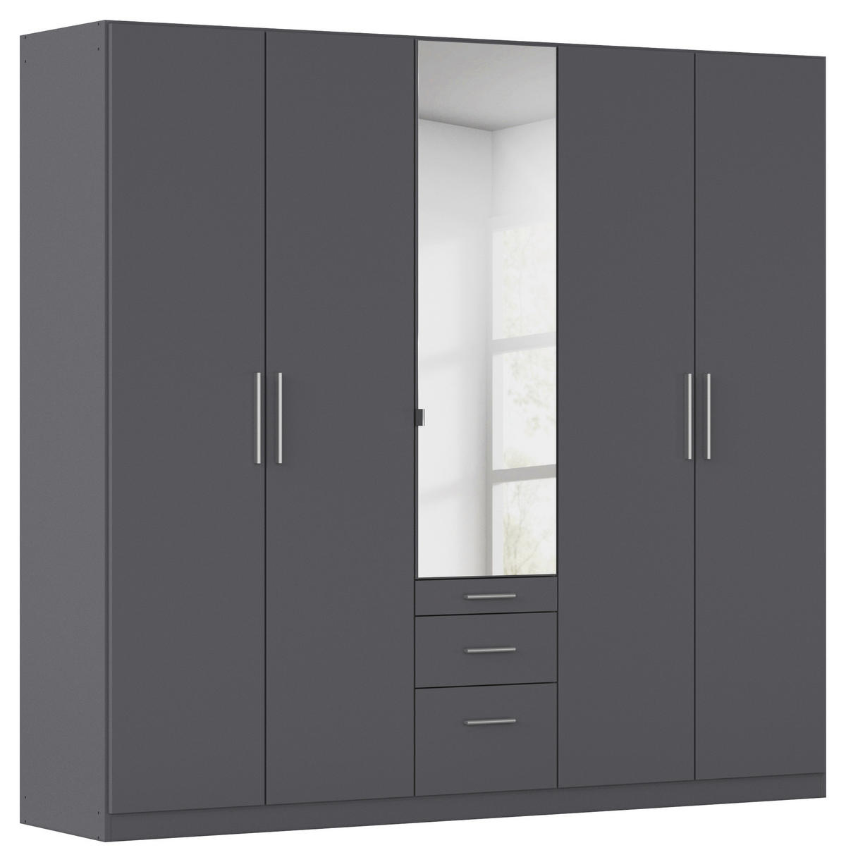 DREHTÜRENSCHRANK 226/210/54 cm,  in Grau, 5-türig  - Alufarben/Grau, KONVENTIONELL, Glas/Holzwerkstoff (226/210/54cm) - home24