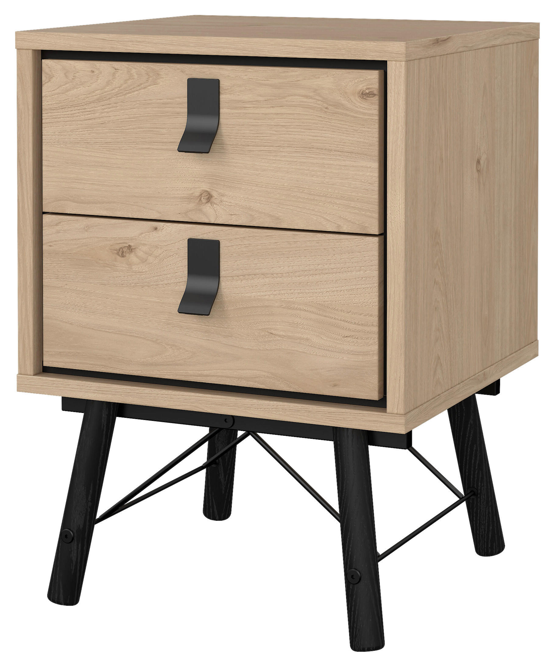NACHTSCHRANK 43,3/59,6/40,1 cm  - Eichefarben/Schwarz, MODERN, Holz/Holzwerkstoff (43,3/59,6/40,1cm) - MID.YOU