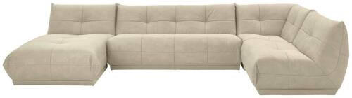 SOFFA i läderimitation cremefärgad - cremefärgad, Trend, textil (185/390/210cm) - Livetastic